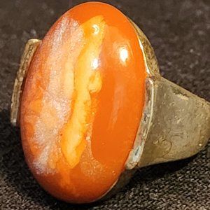 Fashion Jewlery Ring, Orange Stone, Size 7